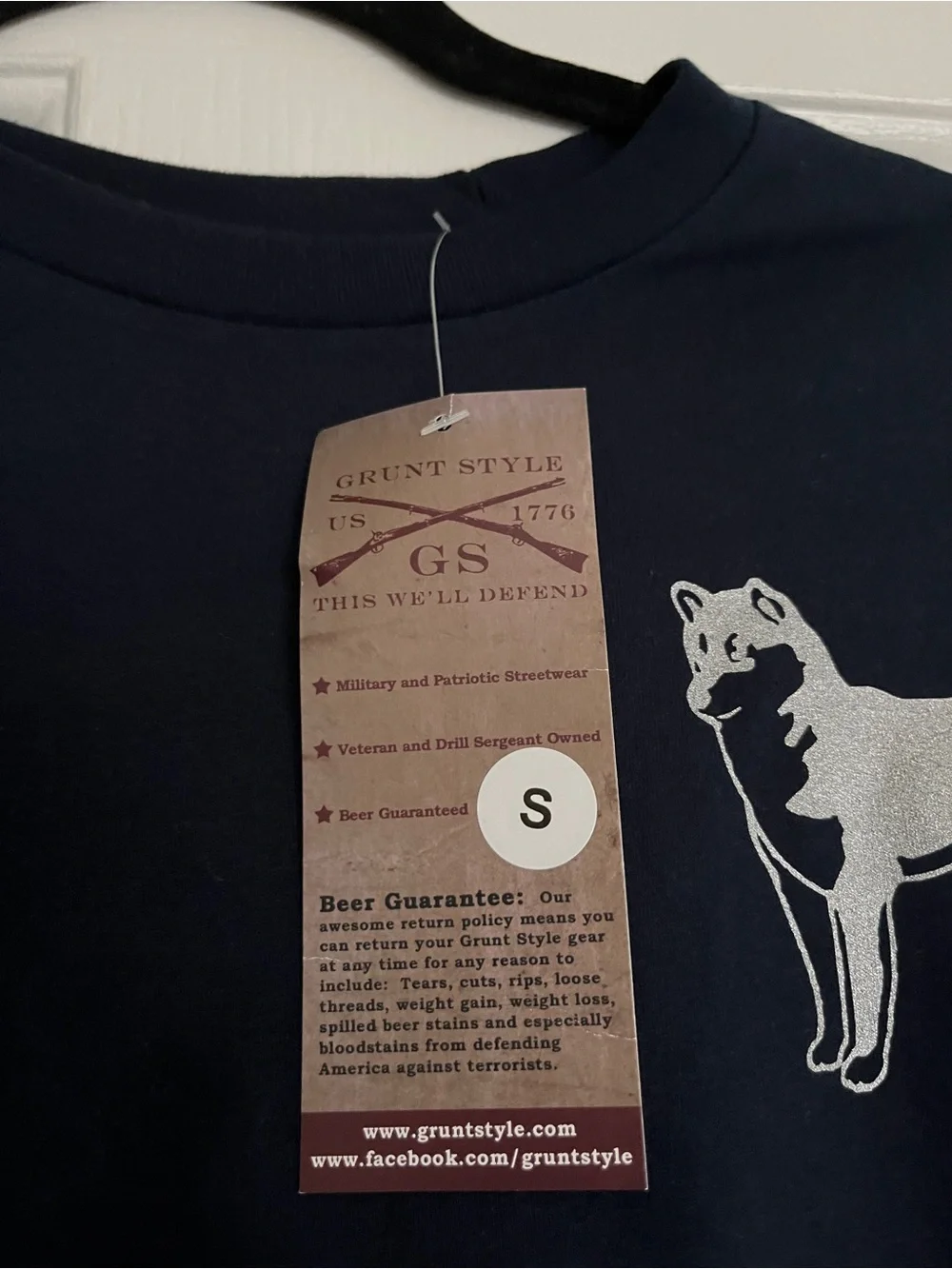 Grunt Style Navy T-Shirt with White Shiba Inu Graphic